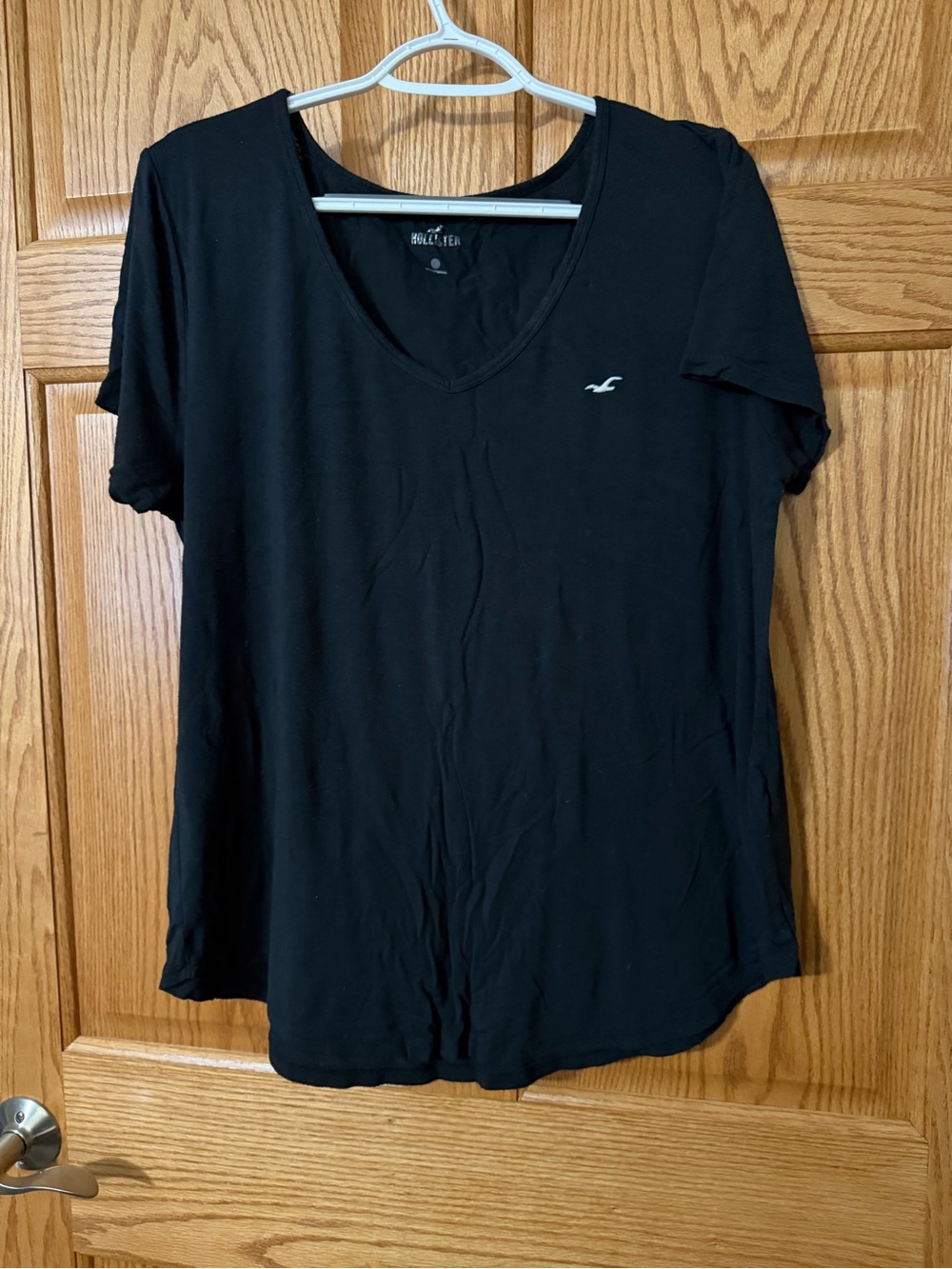 Hollister Black V-Neck Short Sleeve Logo Tee